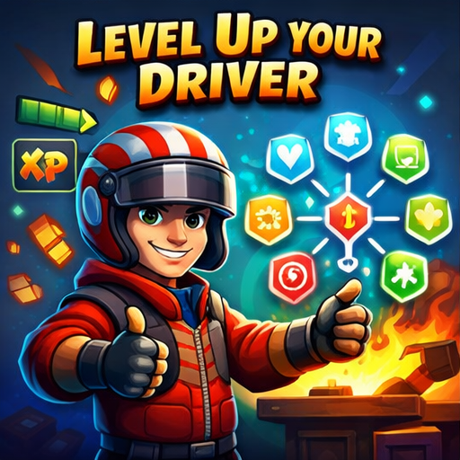 Level Up Your Driver Level Up Your Driver title with a picture of cartoon manga style driver in a helmet